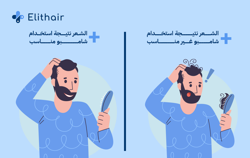 استخدام الشامبو المناسب  مقابل استخدام الشامبو الغير مناسب