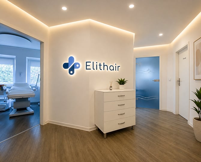Der Foyerbereich der Haartransplantation Anlaufstelle von Elithair in Düsseldorf