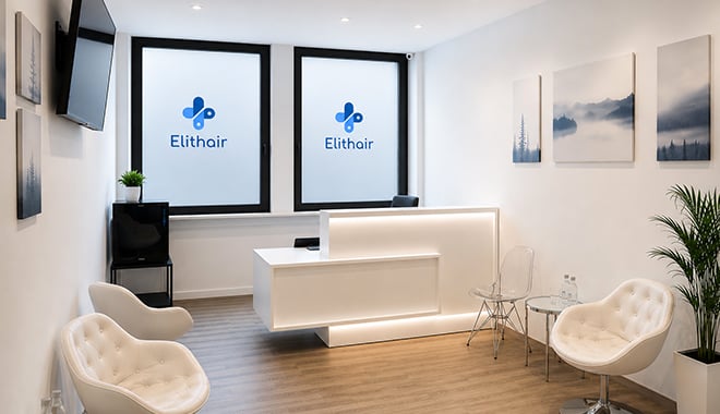 Der Wartebereich des Elithair PRP Standort in Stuttgart