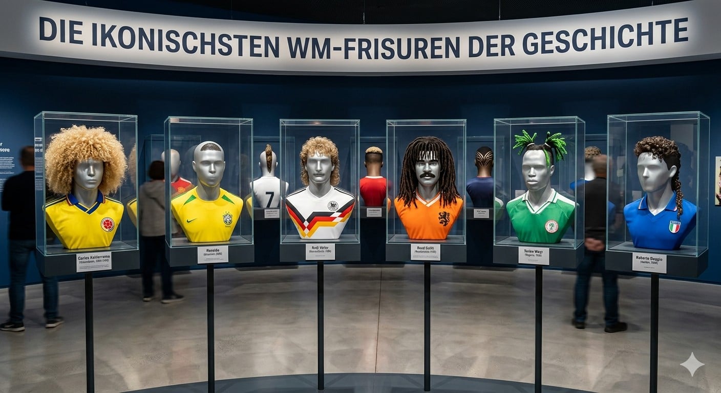 Museums-Vitrinen mit den ikonischsten WM-Frisuren der Geschichte