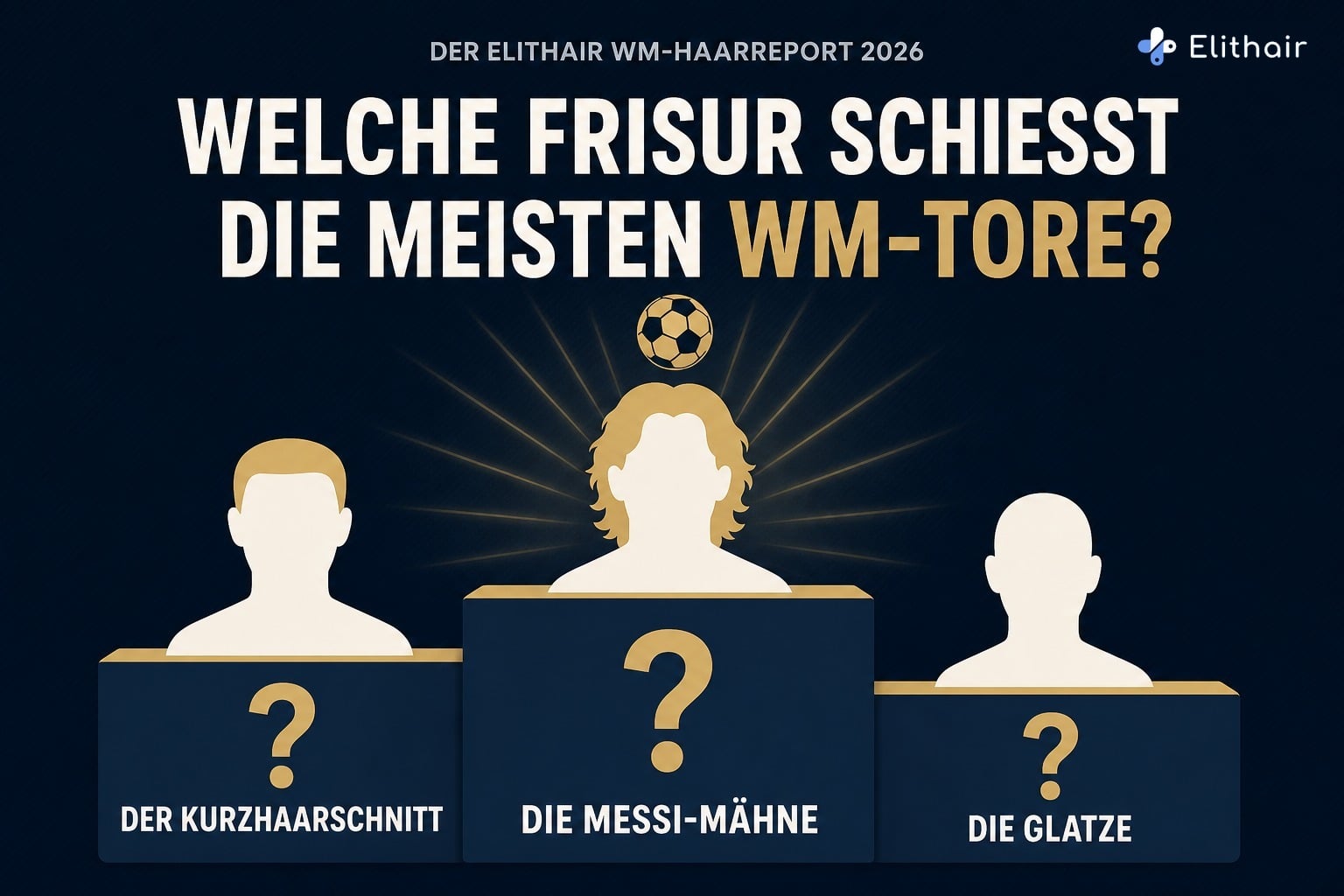 Infografik: Welche Frisur schießt die meisten WM-Tore? Rätsel-Podium mit Kurzhaarschnitt, Messi-Mähne und Glatze