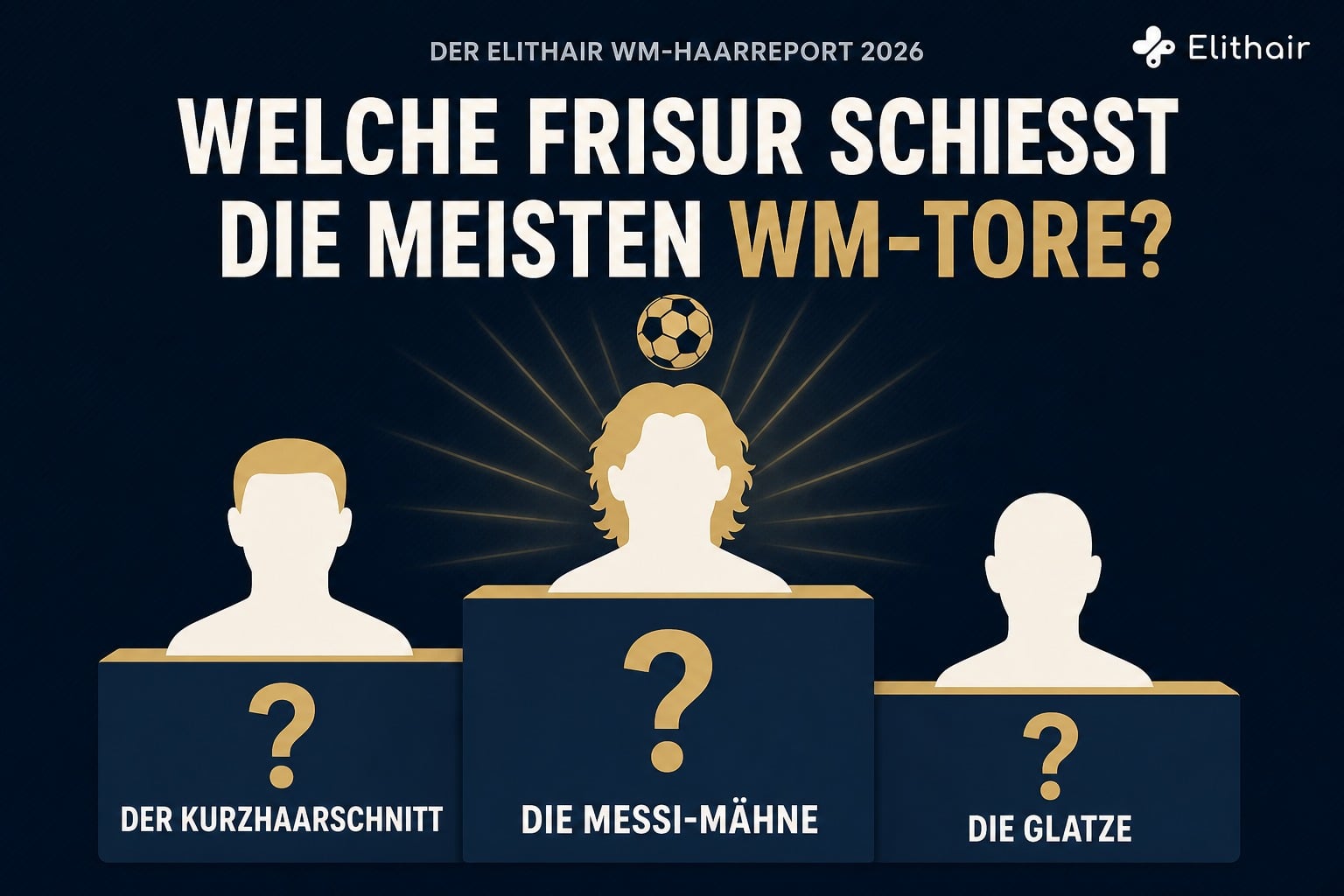 Infografik: Welche Frisur schießt die meisten WM-Tore? Rätsel-Podium mit Kurzhaarschnitt, Messi-Mähne und Glatze