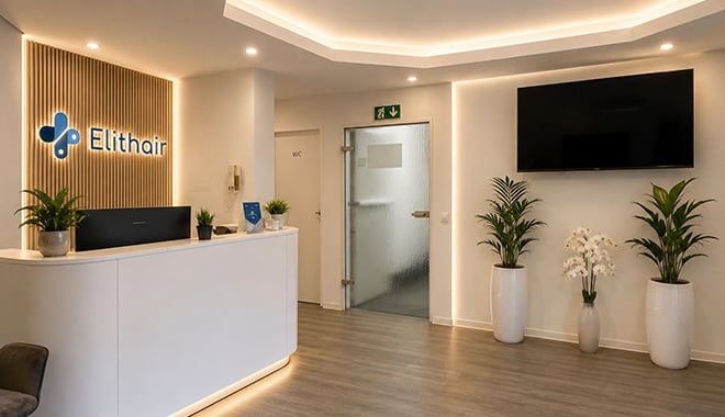 Vestíbulo del centro PRP de Elithair en Düsseldorf
