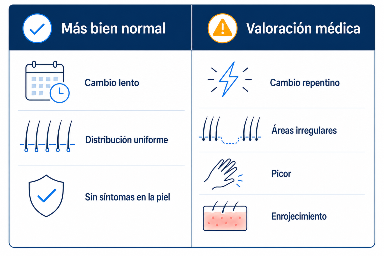Infografía: cuándo la pérdida de vello púbico es normal y cuándo debe valorarla un médico
