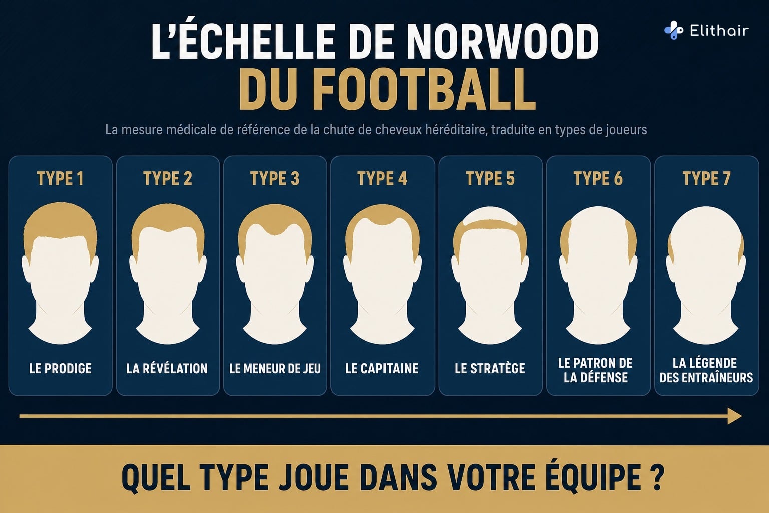 Infographie : l'échelle de Norwood du football, sept types de joueurs du prodige à la légende des entraîneurs