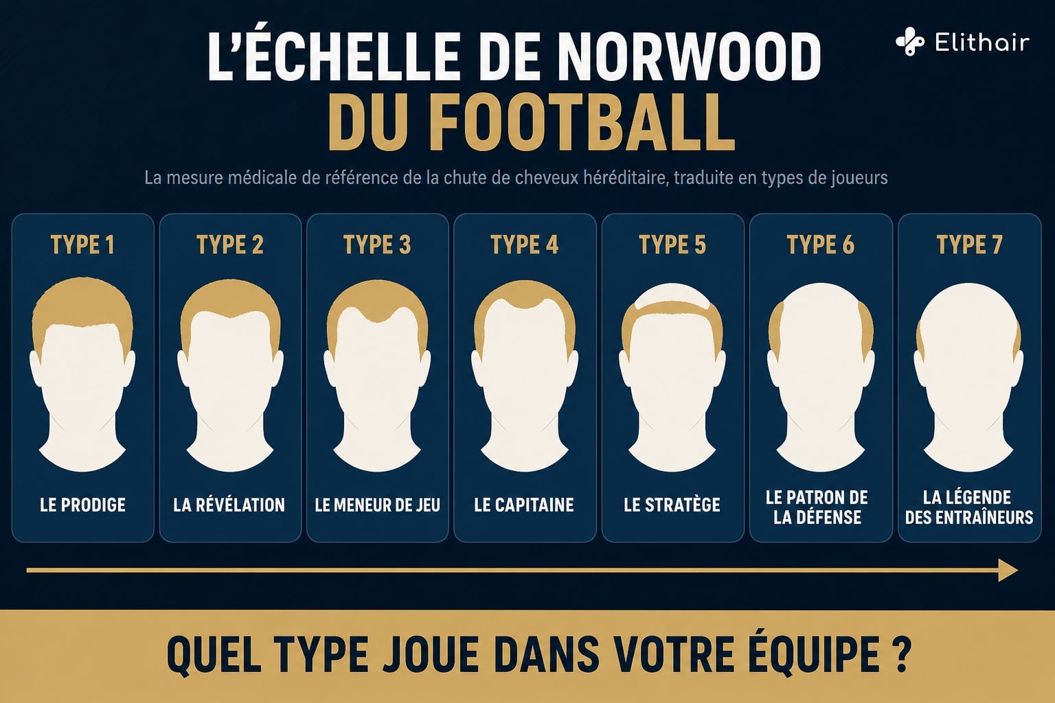 Infographie : l'échelle de Norwood du football, sept types de joueurs du prodige à la légende des entraîneurs