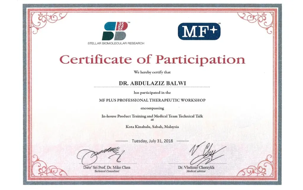 Dr. Balwi Certificate 3