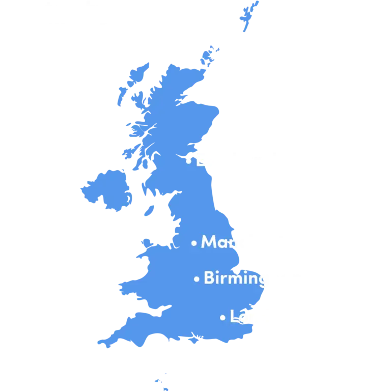 Map of direct flights from major UK cities to Istanbul