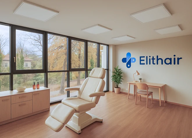 Interior view of the modern Elithair practice in Leipzig – centrally located in the city's medical center
