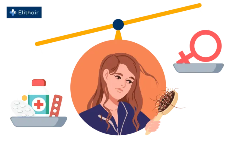 Illustration of hair loss factors in women.