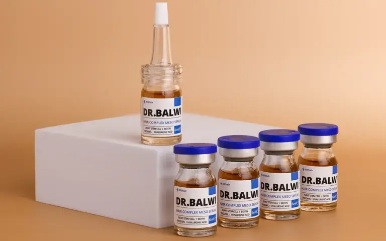 Neo FUE mesotherapy serum by Dr. Balwi used to support hair growth and improve scalp health after hair transplant procedures
