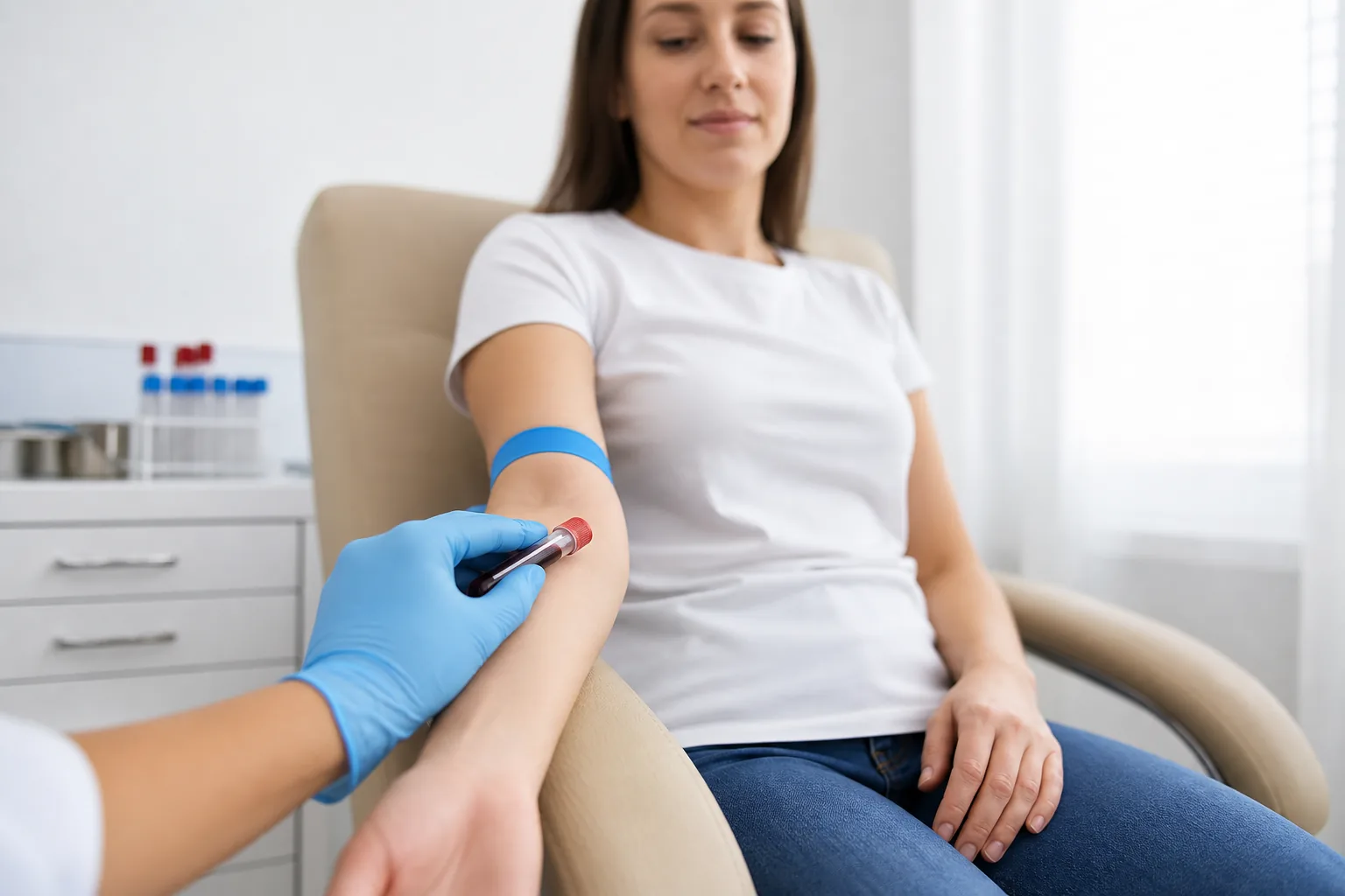 Blood draw at the practice to check ferritin, TSH and other values